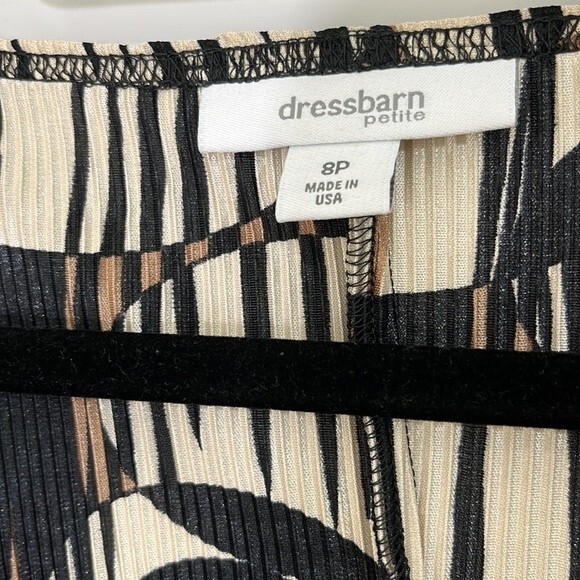 Dress Barn Circle Print Blouse Black Cream Size 8P - Picture 4 of 7